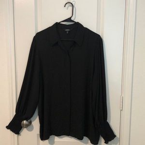 Black Blouse with shirred cuffs from Express. XL